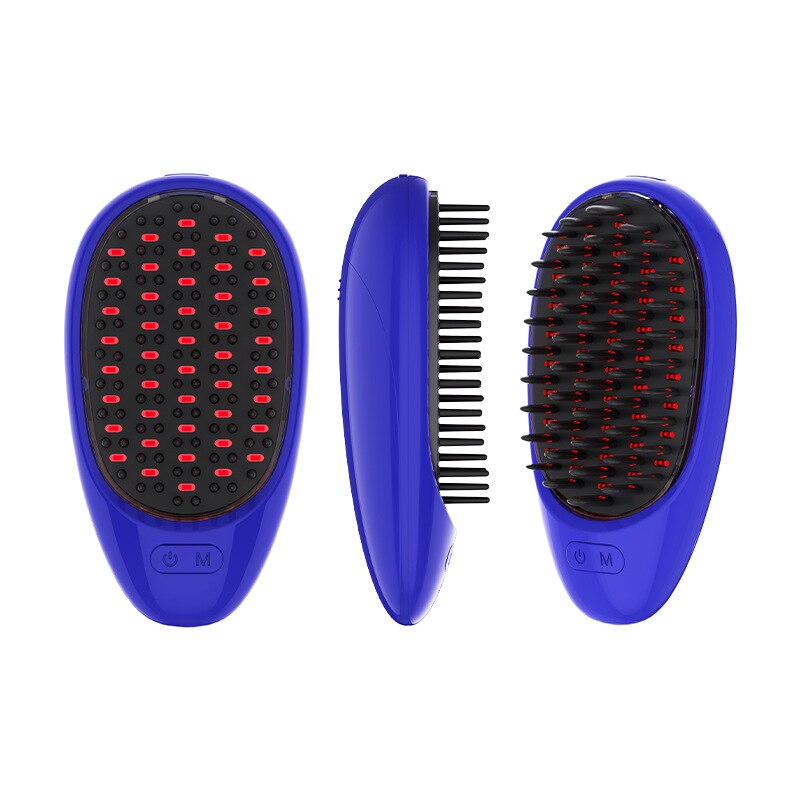 Anti Hair Electric Massage Comb with red and blue light therapy for hair growth, featuring detachable teeth for easy cleaning.