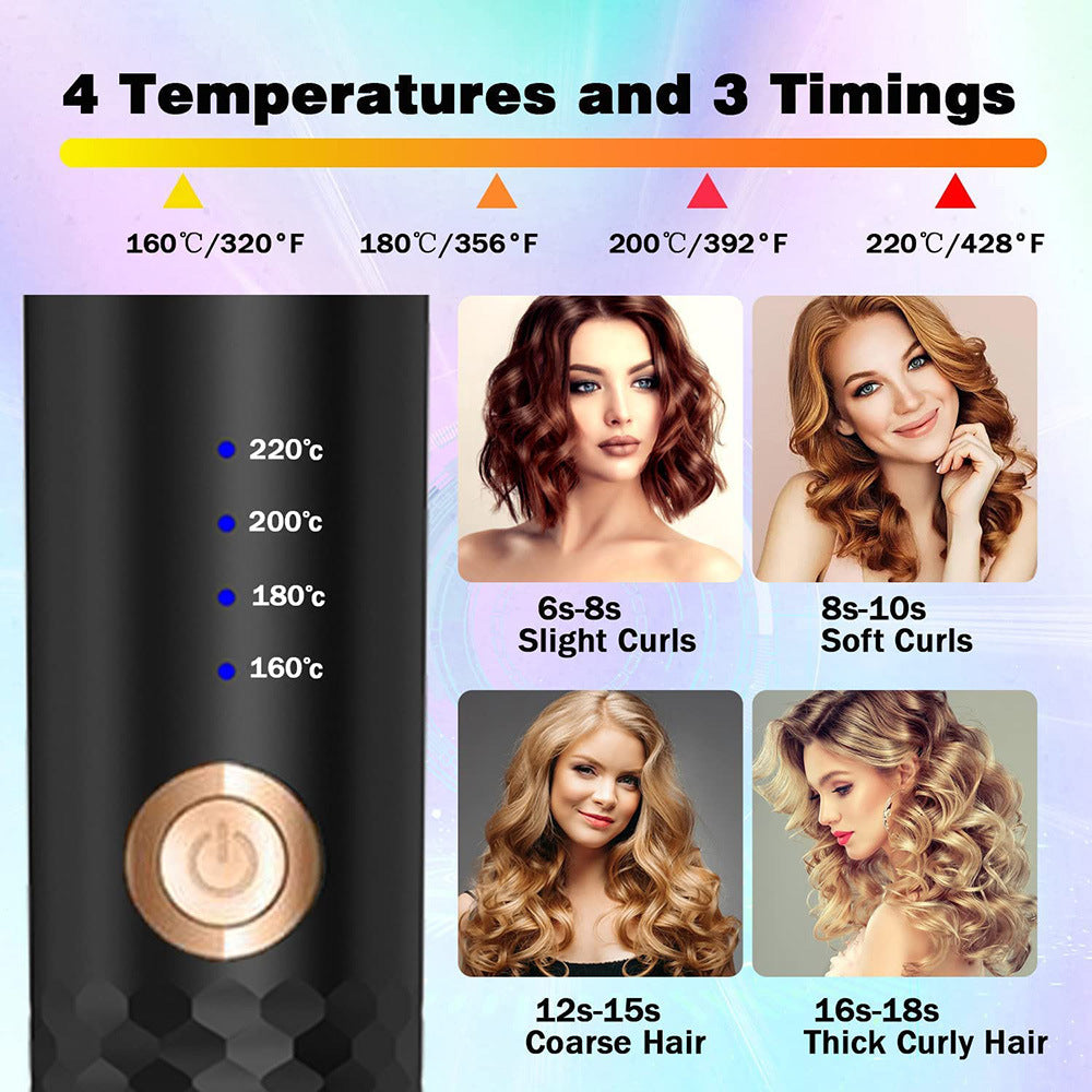 Automatic Hair Curler Ceramic Curling Wand with rotating barrel and temperature settings, designed for effortless styling.