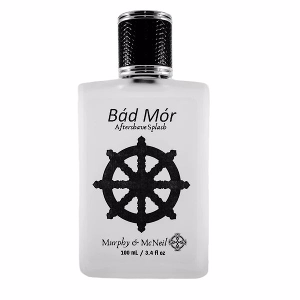 Bad Mor Aftershave Splash by Murphy and McNeil in a 100mL bottle, featuring a traditional Bay Rum scent with a rich, warm color.