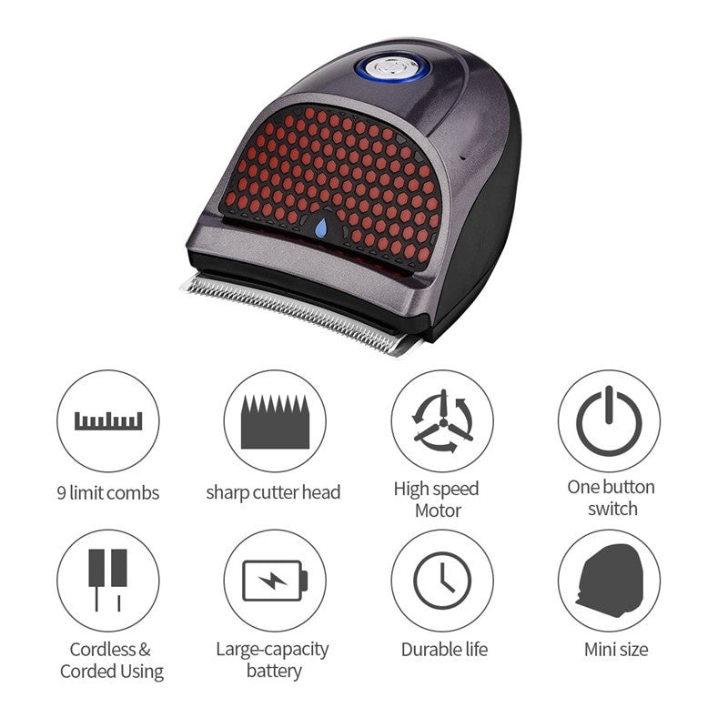 Bald Head Hair Clipper Shortcut Self-Haircut Kit featuring a cordless design, ergonomic shape, and various limit combs for versatile hair styling.