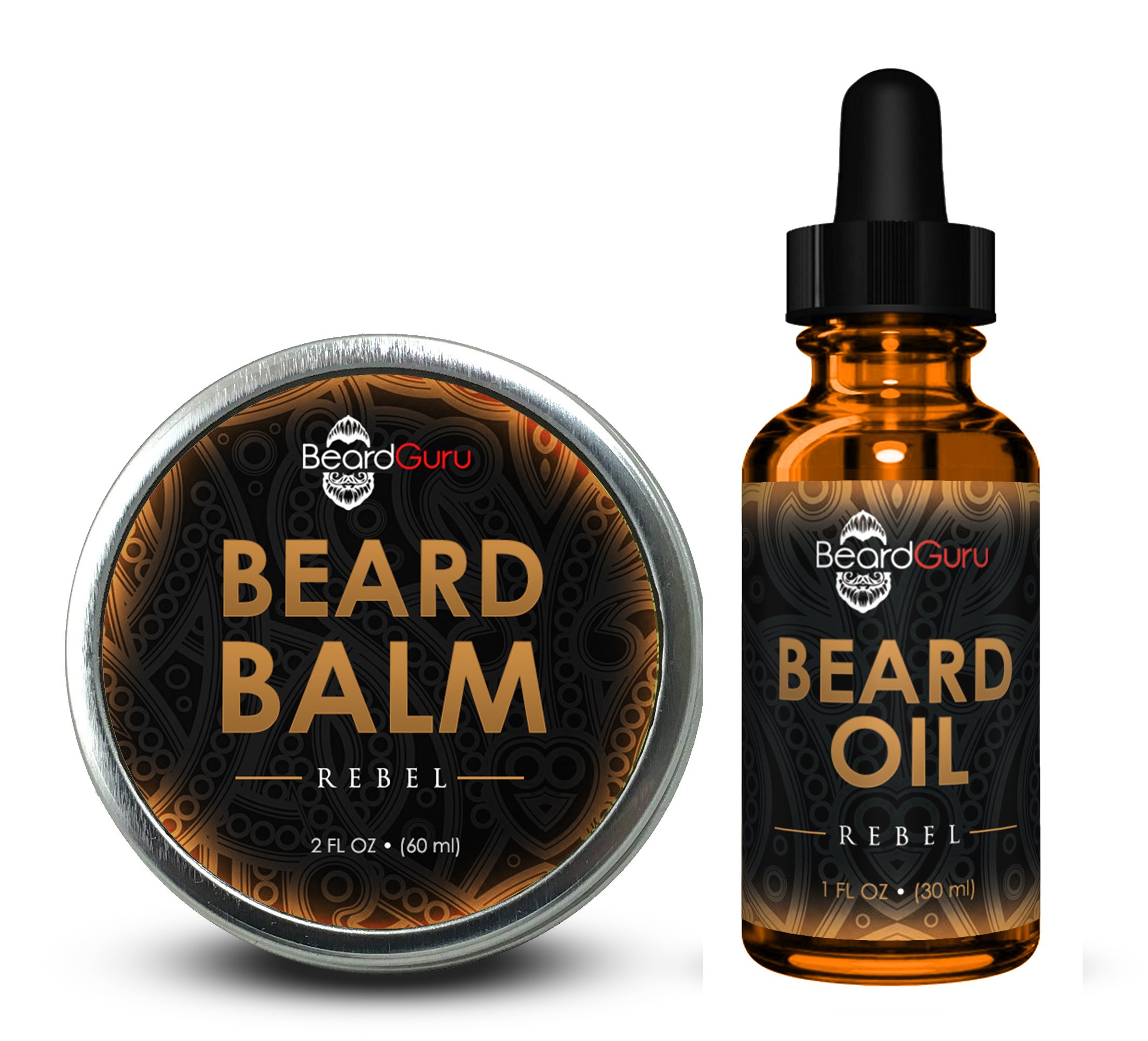 BeardGuru Premium Beard Balm: Rebel in a stylish container, showcasing its rich texture and natural ingredients.