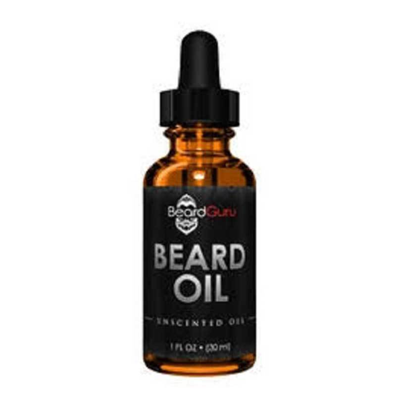 BeardGuru Premium Unscented Beard Oil bottle with a dropper, showcasing its sleek design and high-quality ingredients.