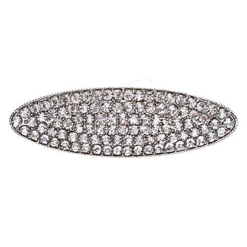 Elegant bridal hair pin featuring clear crystal rhinestones in a simple oval design, perfect for weddings.