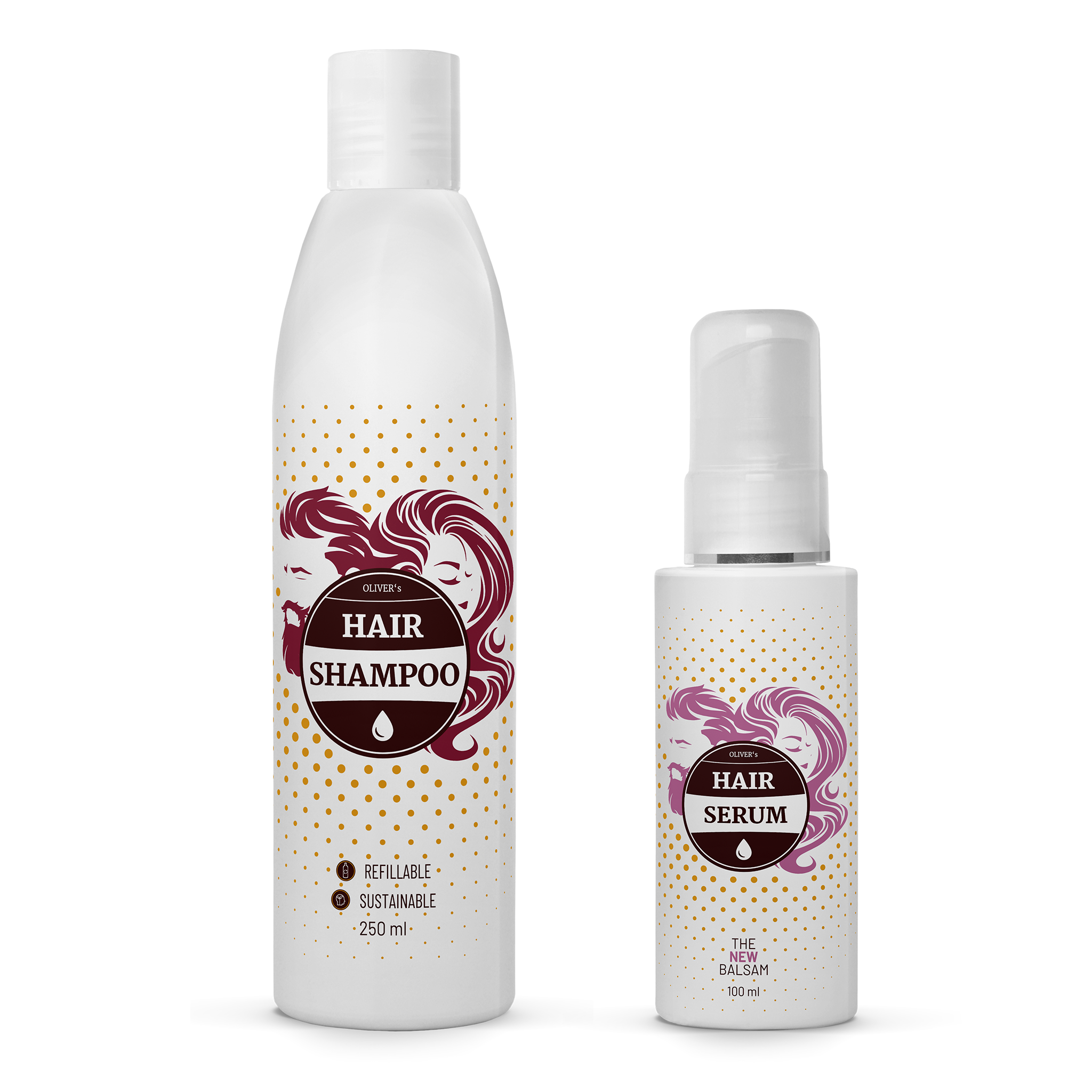 Bottle of CALMING Hair Shampoo with flaxseed and fruit acids, designed for fine and sensitive hair care.