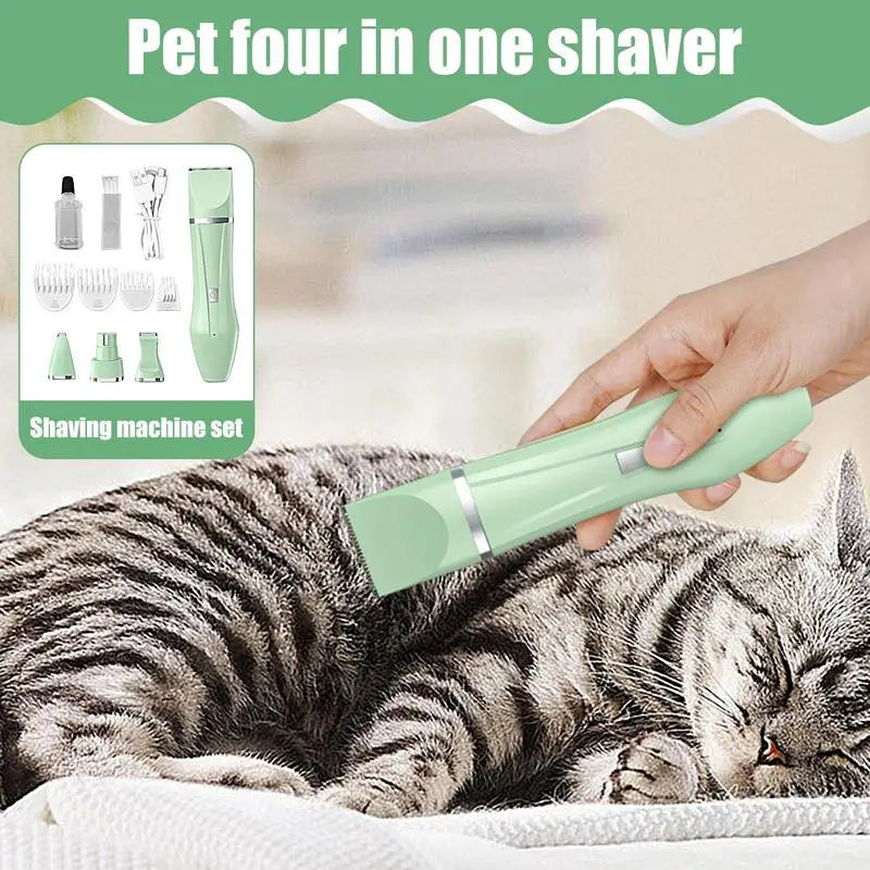 A versatile 4-in-1 Cat Shaving Trimmer with multiple heads for precision grooming, designed for comfort and ease of use.