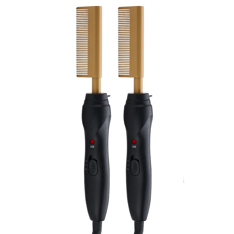 Ceramic Electric Hot Comb Hair Dryer Brush in black, showcasing its sleek design and LED display.