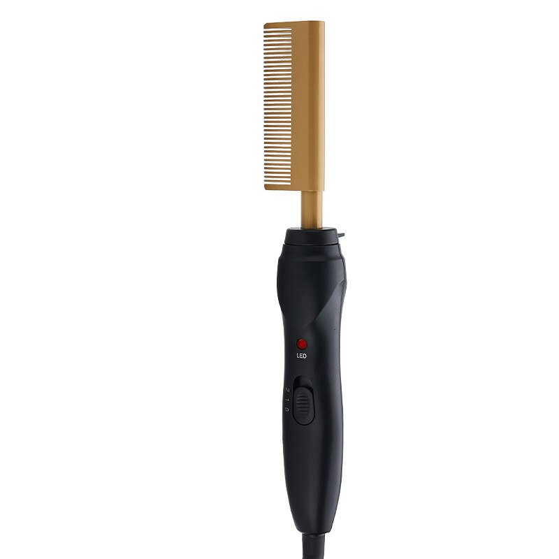 Ceramic Electric Hot Comb Hair Dryer Brush in black, showcasing its sleek design and LED display.