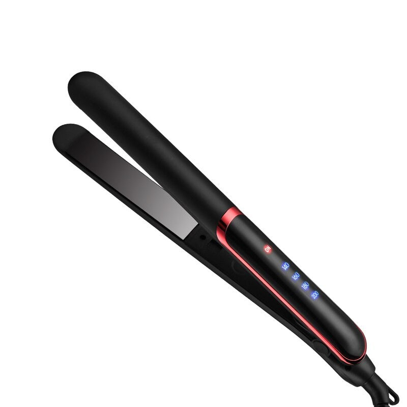 Ceramic Hair Straightener Electric Hair Curler Flat Iron with LED Display, showcasing its sleek design and ceramic plates for smooth styling.