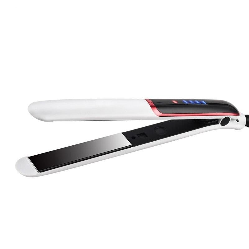 Ceramic Hair Straightener Electric Hair Curler Flat Iron with LED Display, showcasing its sleek design and ceramic plates for smooth styling.