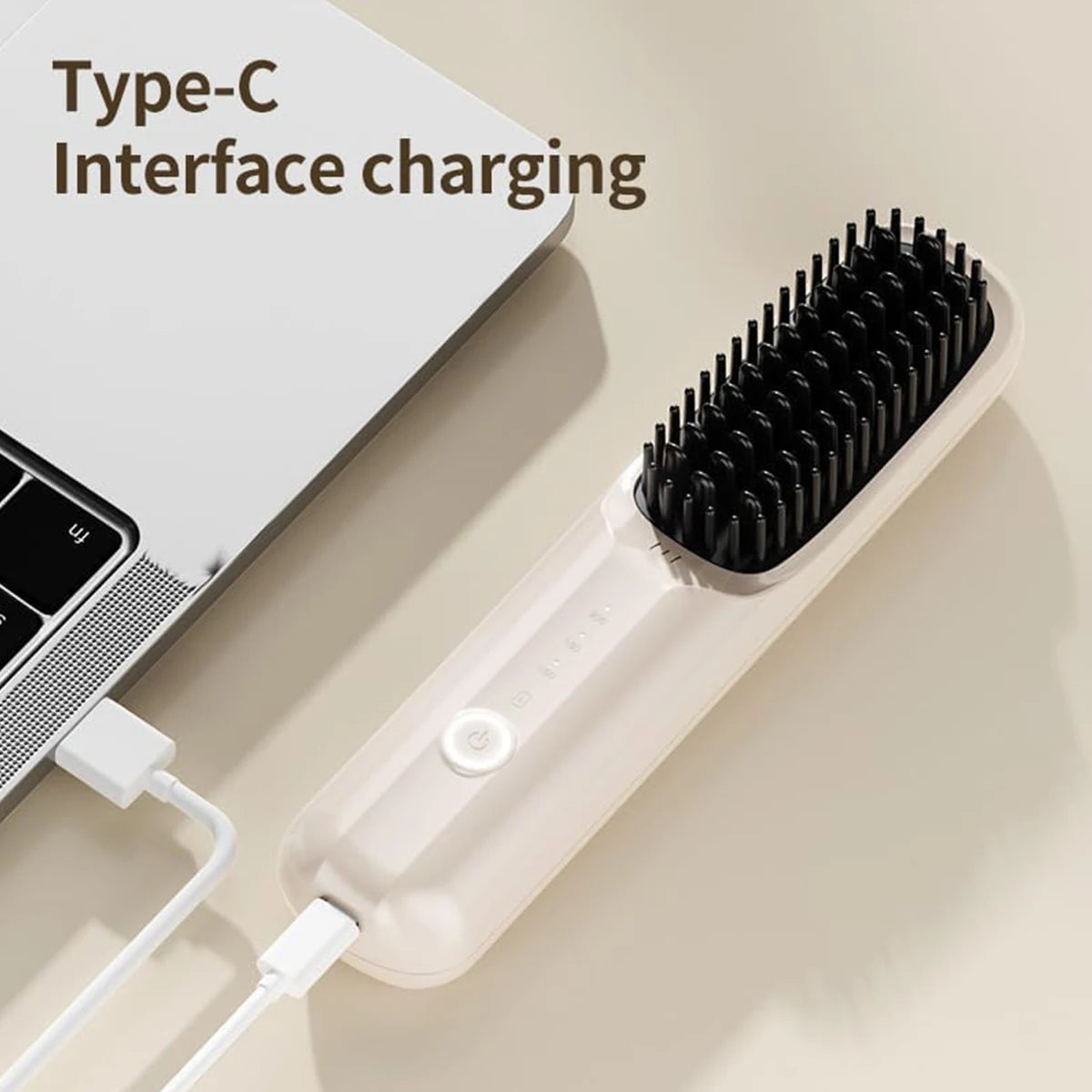 Cordless Straightener Brush designed for women, featuring a sleek ergonomic design and adjustable temperature settings for easy hair styling.