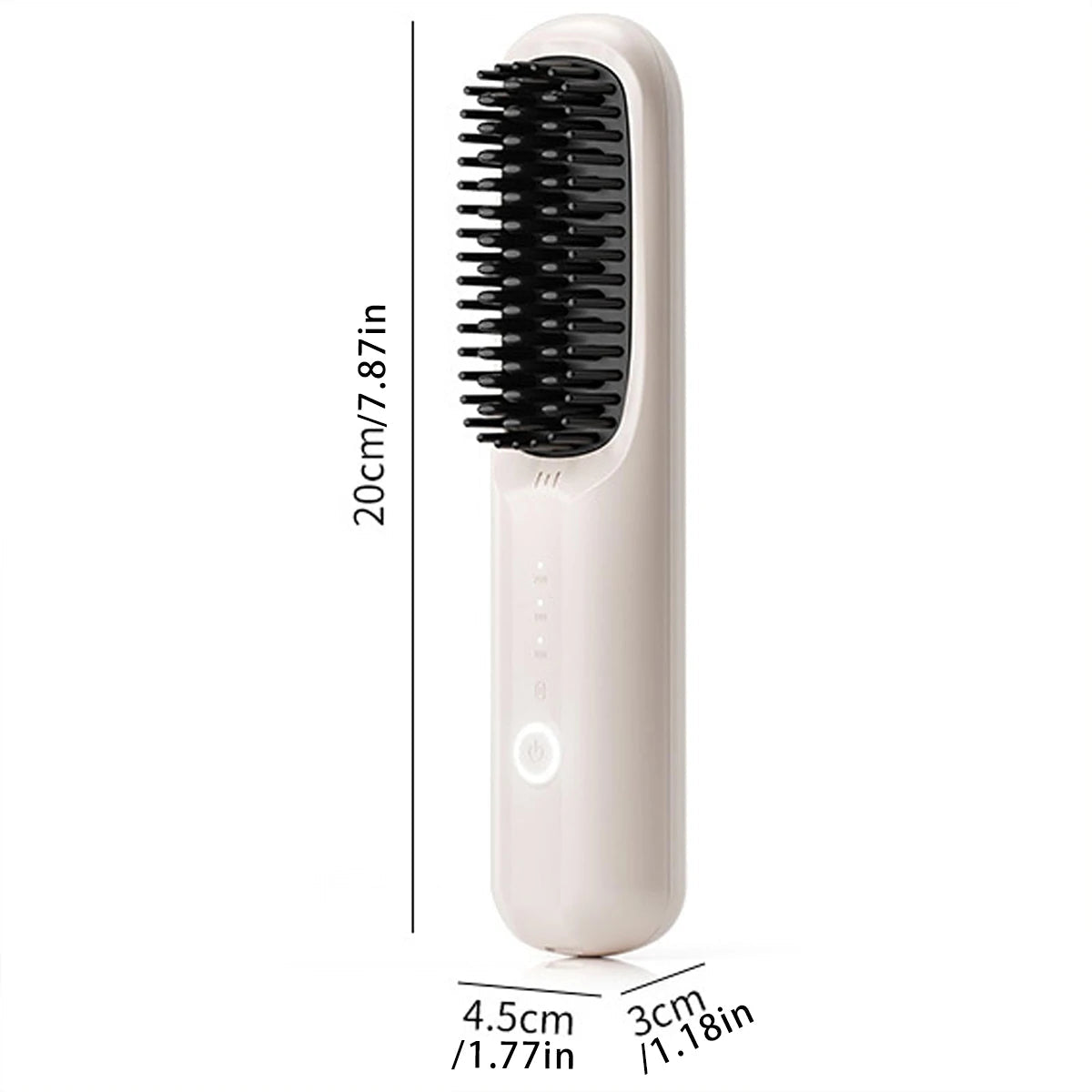 Cordless Straightener Brush designed for women, featuring a sleek ergonomic design and adjustable temperature settings for easy hair styling.