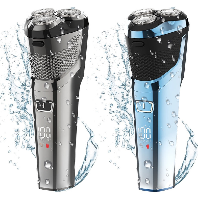 Cordless Wet Dry Electric Shaver for Men, showcasing its sleek design and USB charging capability.