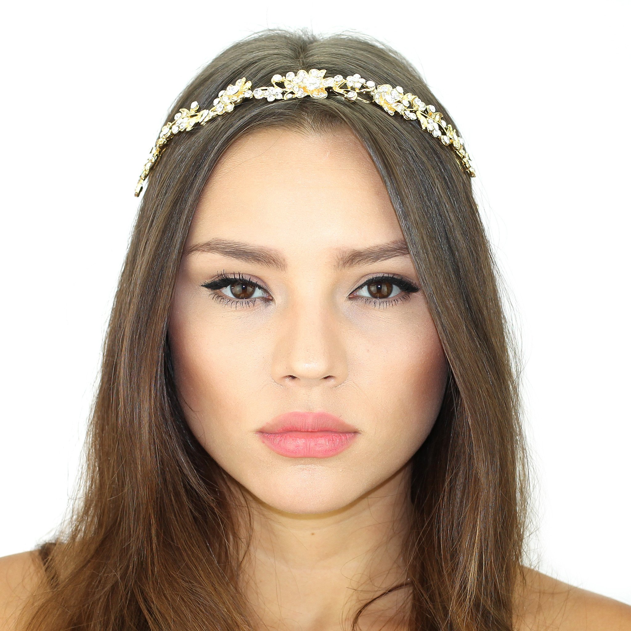 Elegant Crystal Vines Headpiece featuring sparkling glass rhinestones and silk ties, designed for a perfect fit and stylish look.