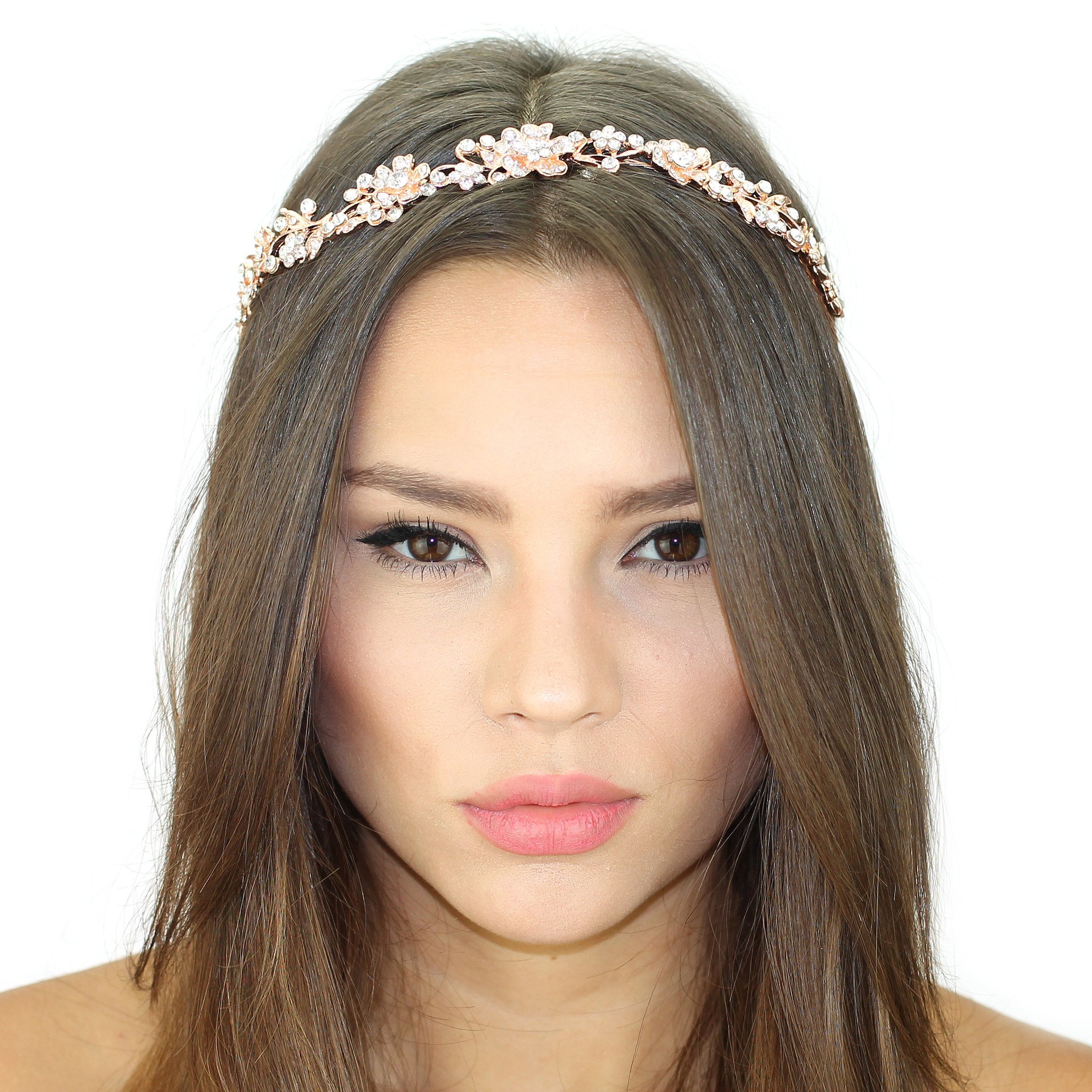 Elegant Crystal Vines Headpiece featuring sparkling glass rhinestones and silk ties, designed for a perfect fit and stylish look.