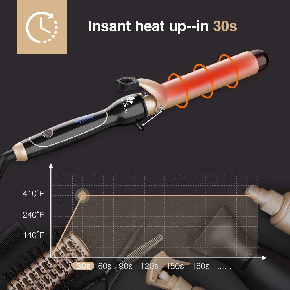 1 1/2-inch Instant Heat Curling Iron with tourmaline ceramic surface, designed for creating large, voluminous curls.