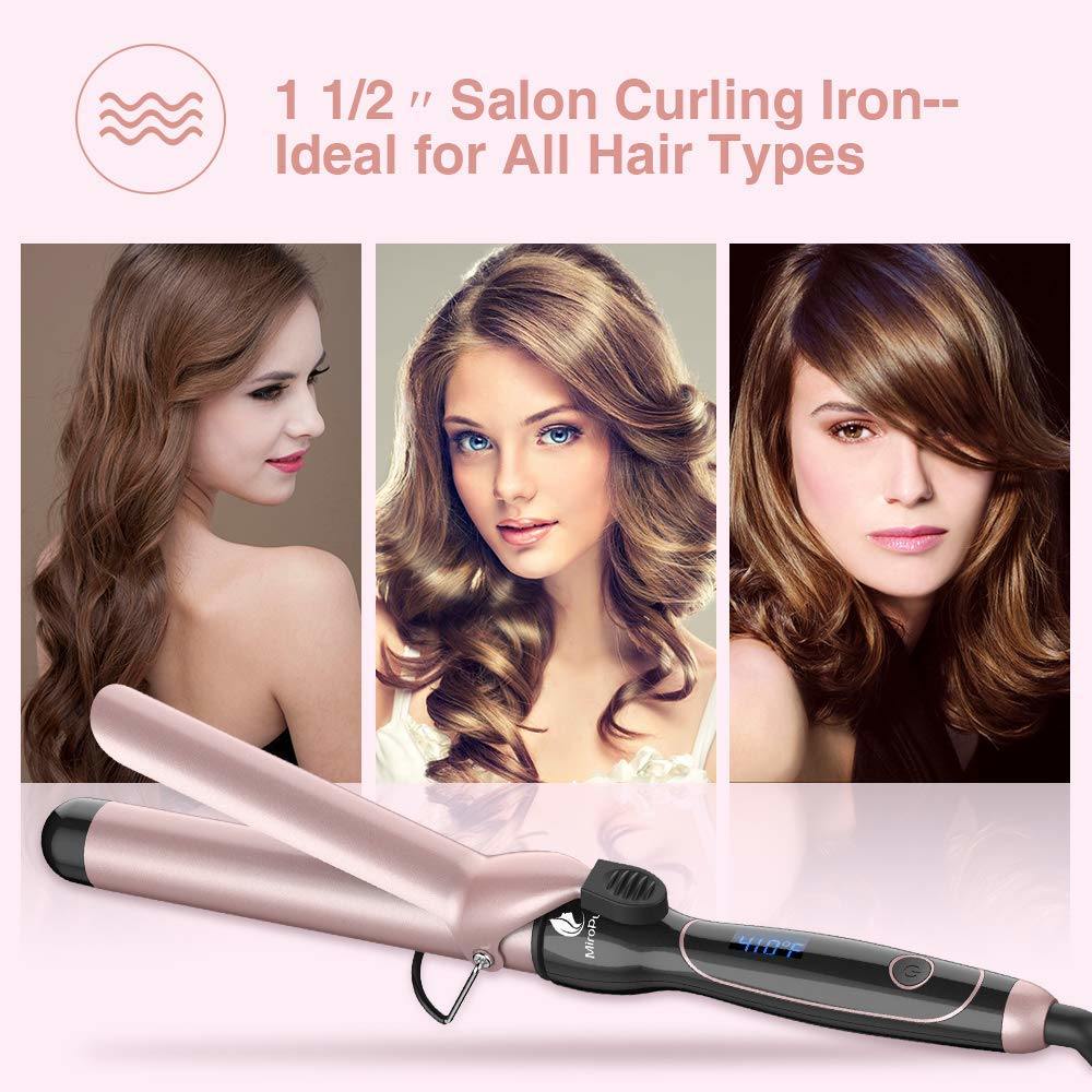 1 1/2-inch Instant Heat Curling Iron with tourmaline ceramic surface, designed for creating large, voluminous curls.