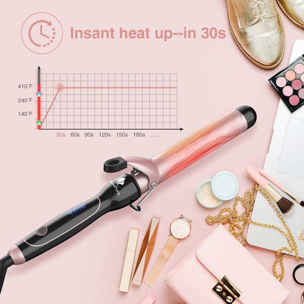 1 1/2-inch Instant Heat Curling Iron with tourmaline ceramic surface, designed for creating large, voluminous curls.