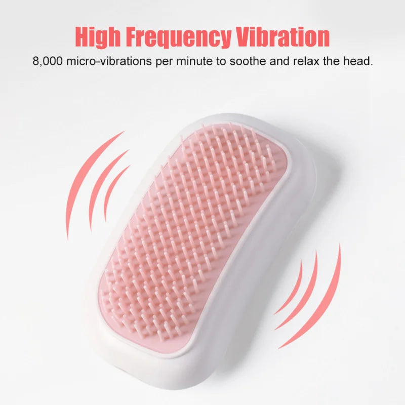 Electric Head Massager Vibration Brush with silicond comb design for scalp massage and relaxation.