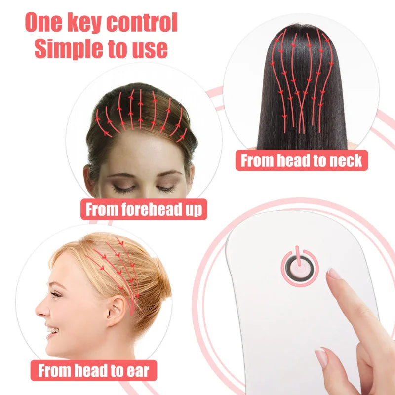 Electric Head Massager Vibration Brush with silicond comb design for scalp massage and relaxation.