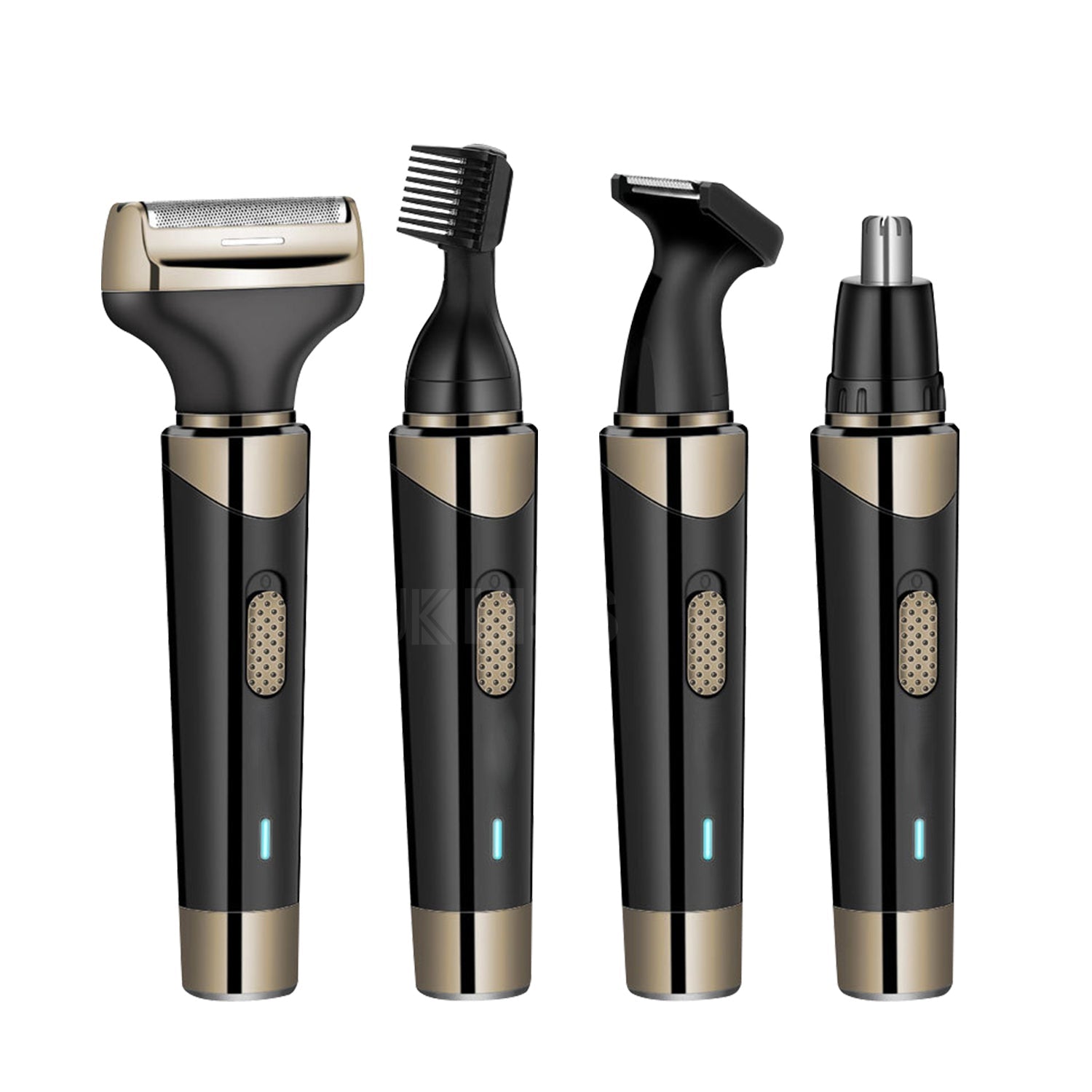 Electric Razor for Men featuring a sleek design, rechargeable battery, and multiple attachments for beard, nose hair, and face trimming.