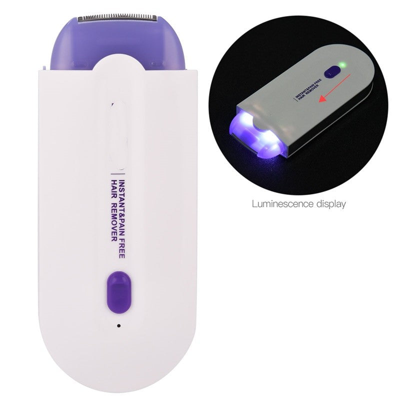 Electric Rechargeable Sense-Light Technology Painless Hair Removal Device with detachable heads for versatile hair removal.