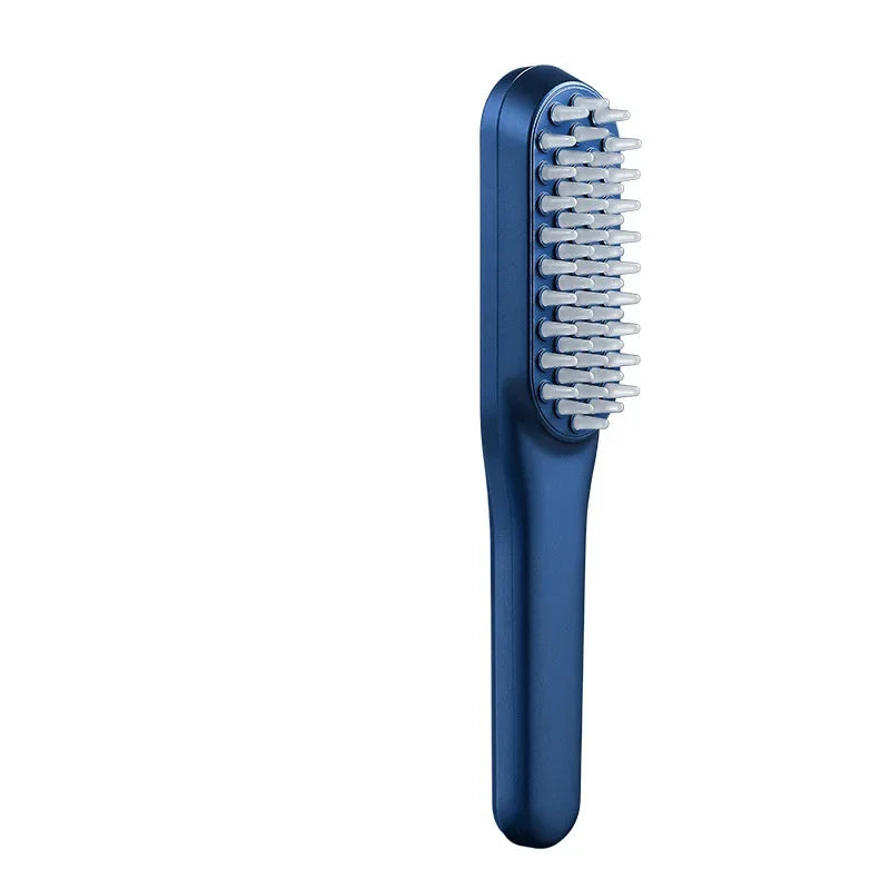 Electric Scalp Massage Comb in red and blue, designed for hair growth with light therapy and vibration features.