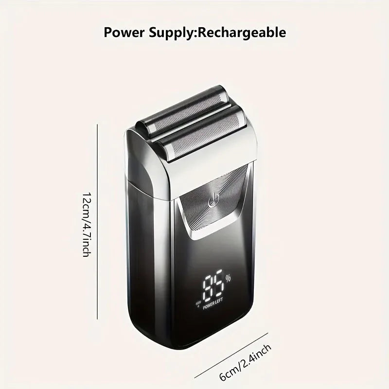 Electric shaver with anti-metal design and LED LCD display, showcasing its sleek and modern appearance.