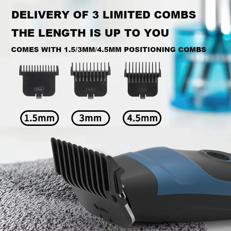 Full Body Wash Electric Hair Trimmer with LCD display, USB charging, and waterproof design, ideal for home hair salons.