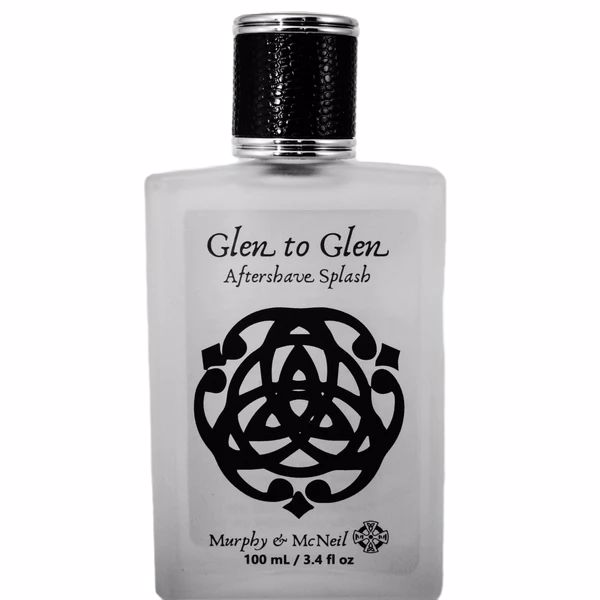 Glen to Glen Aftershave Splash by Murphy and McNeil in a 100mL bottle, showcasing its elegant design and label.