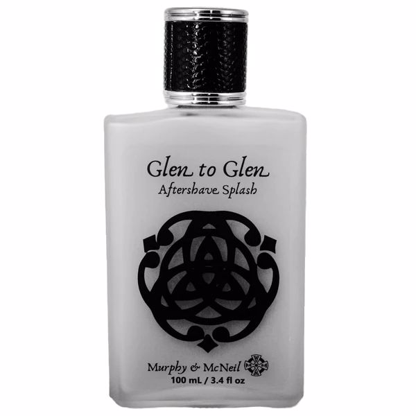 Glen to Glen Aftershave Splash by Murphy and McNeil in a 100mL bottle, showcasing its elegant design and label.