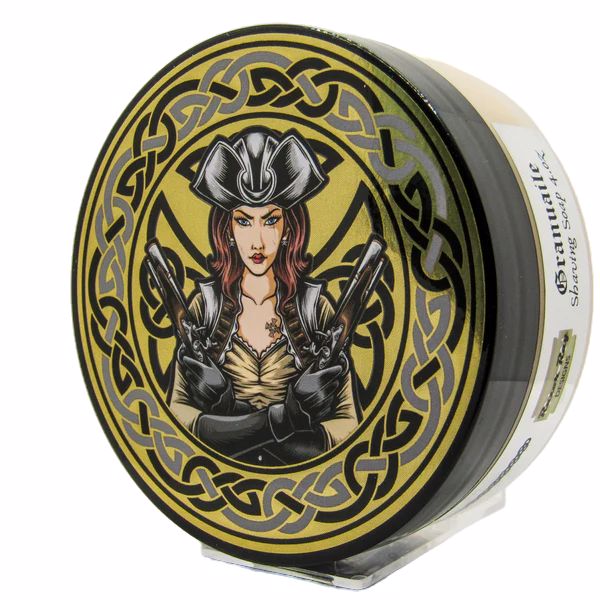 Granuaile Shaving Soap by Murphy and McNeil in a 4.0oz jar, featuring a unique scent inspired by the Irish pirate queen.