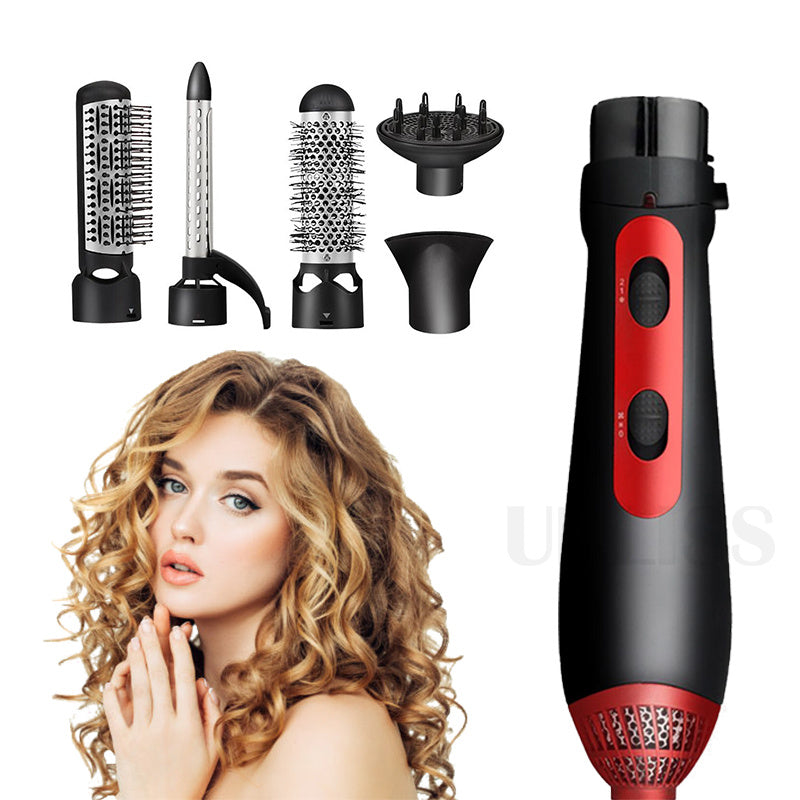 3 In 1 Multifunction Hair Dryer Machine with flat comb, large volume soft comb, and concentrator nozzle, showcasing its sleek design and accessories.