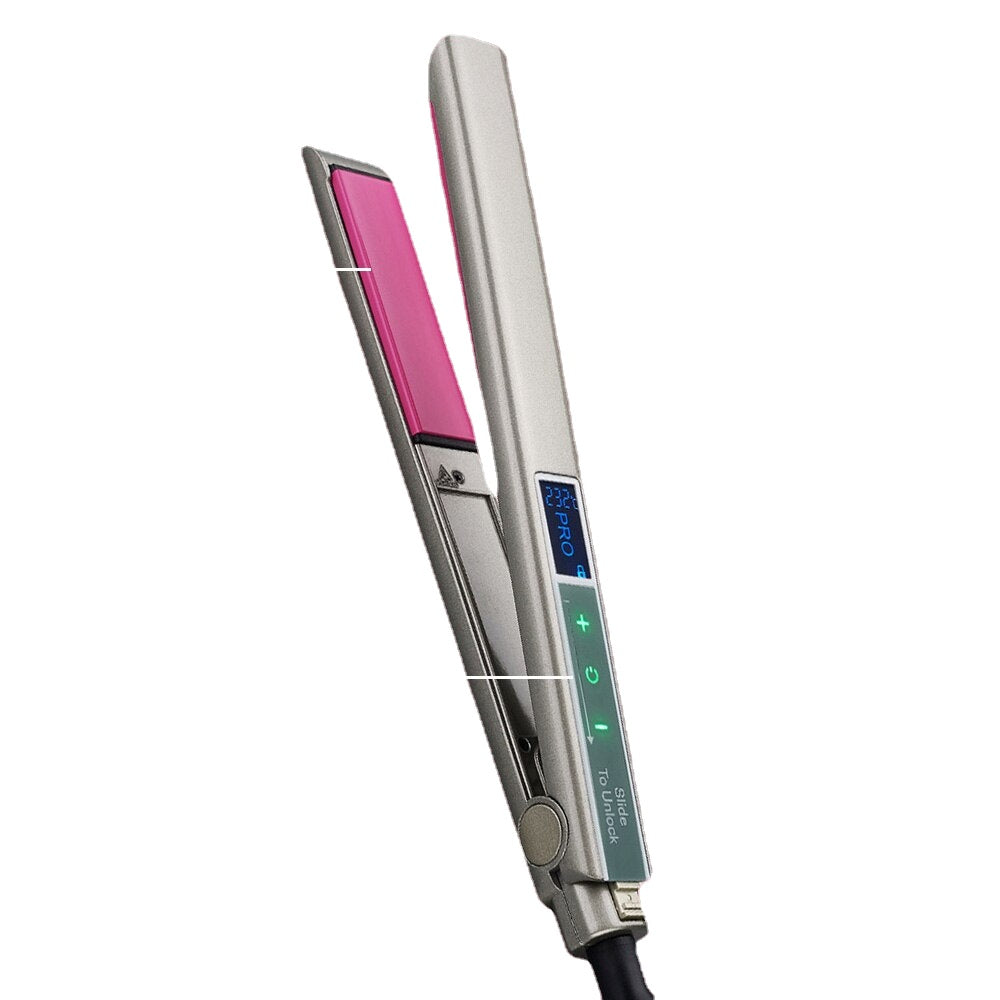 Hair Straightener with Intelligent Touch LCD Display and Floating Panel, showcasing sleek design and advanced features.