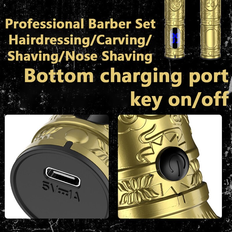 A comprehensive 6 in 1 grooming kit including hair clipper, nose trimmer, and various attachments for versatile grooming.