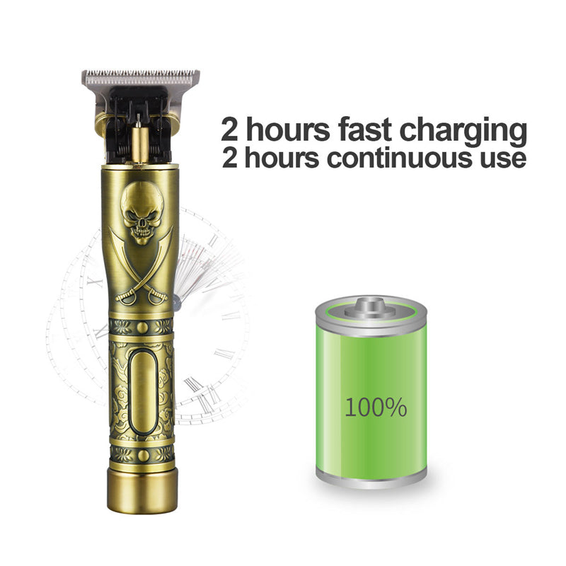 Hair Trimmer Li T-Outliner Skeleton Heavy Hitter, cordless design with stainless steel bracket and engraved metal body.