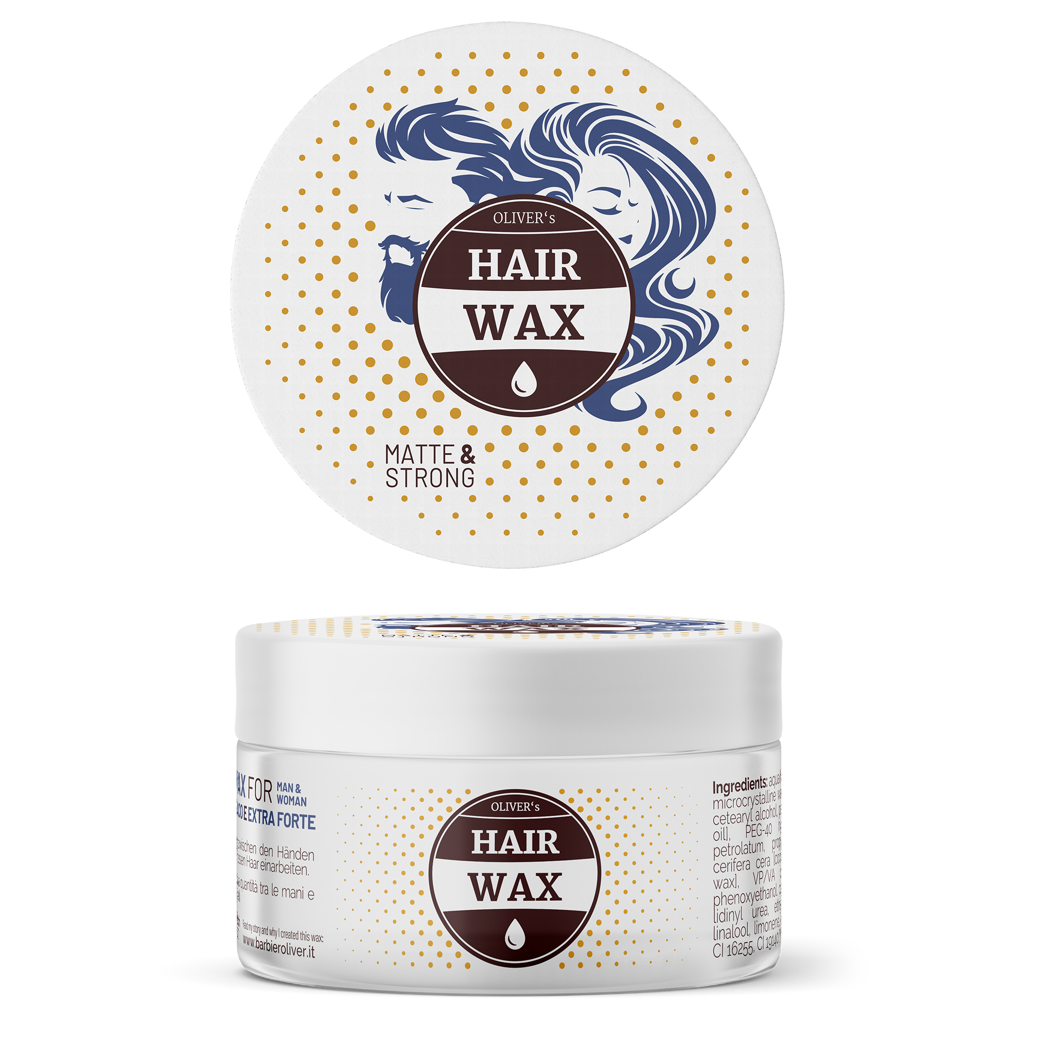 A stylish container of Hair Wax for men and women, showcasing its matte finish and strong hold properties.