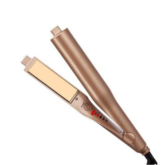 High Quality Double Use Hair Straightener Splint in gold color, showcasing its sleek design and advanced ceramic tourmaline technology.