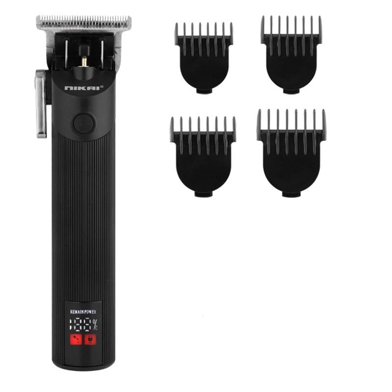 Low Noise Hair Trimmers Wireless Barber Hair Clippers in gold and black, showcasing the sleek design and stainless steel cutter head.