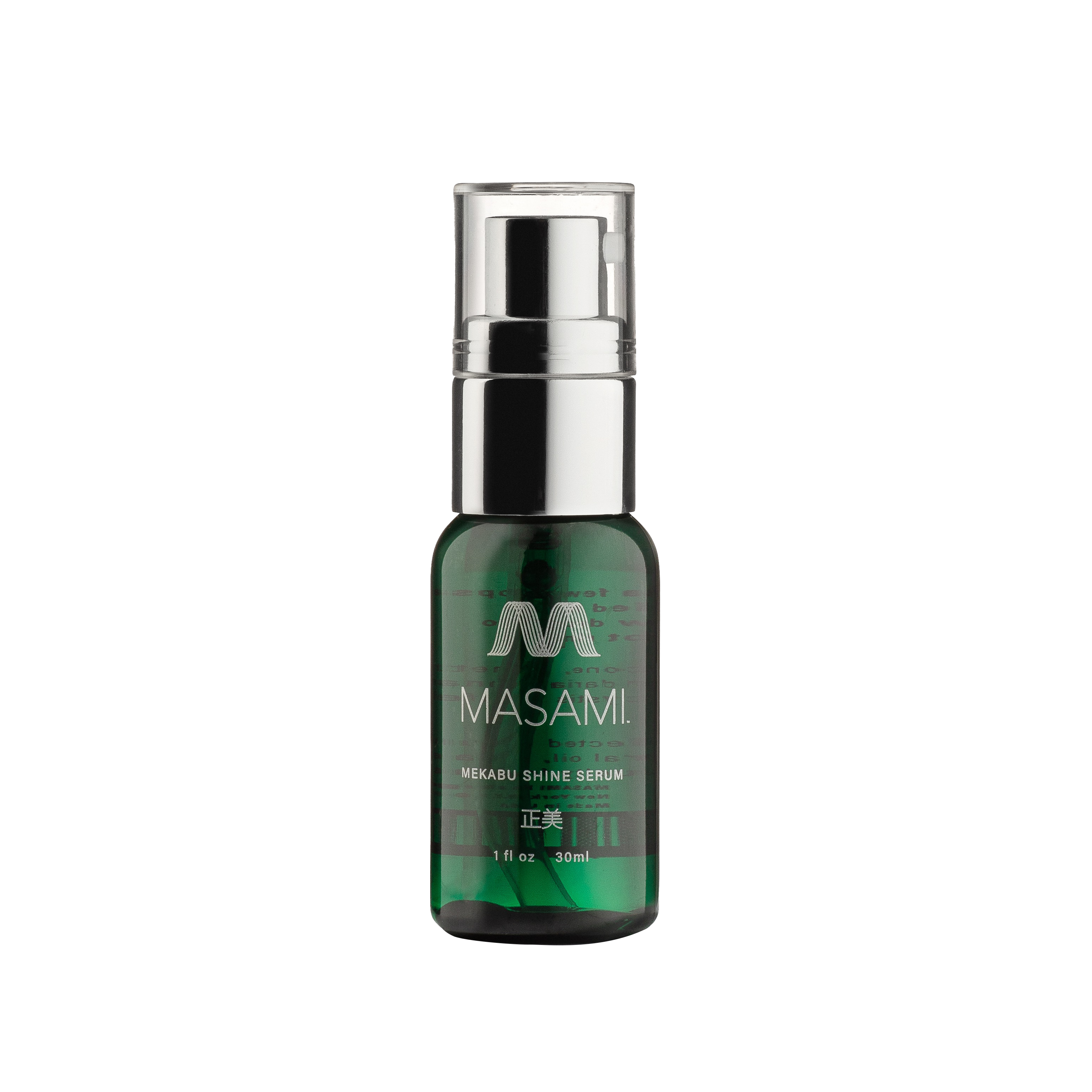 Mekabu Hydrating Travel Shine Serum bottle with a sleek design, showcasing its nourishing properties for hair care.