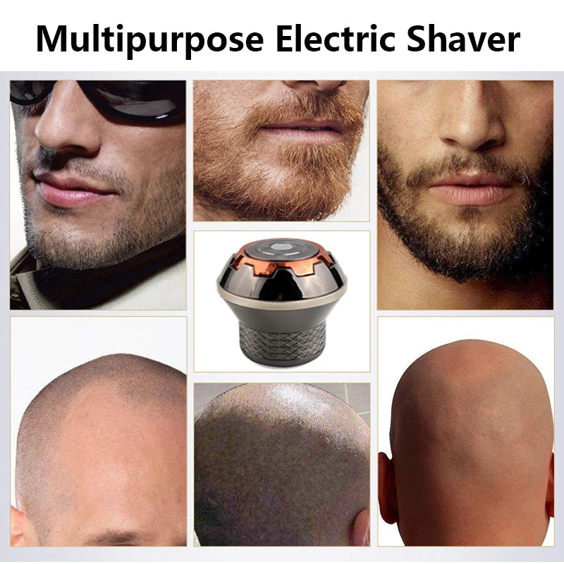 Portable men's electric shaver with USB charging, waterproof design, and multi-purpose functionality for shaving and trimming.