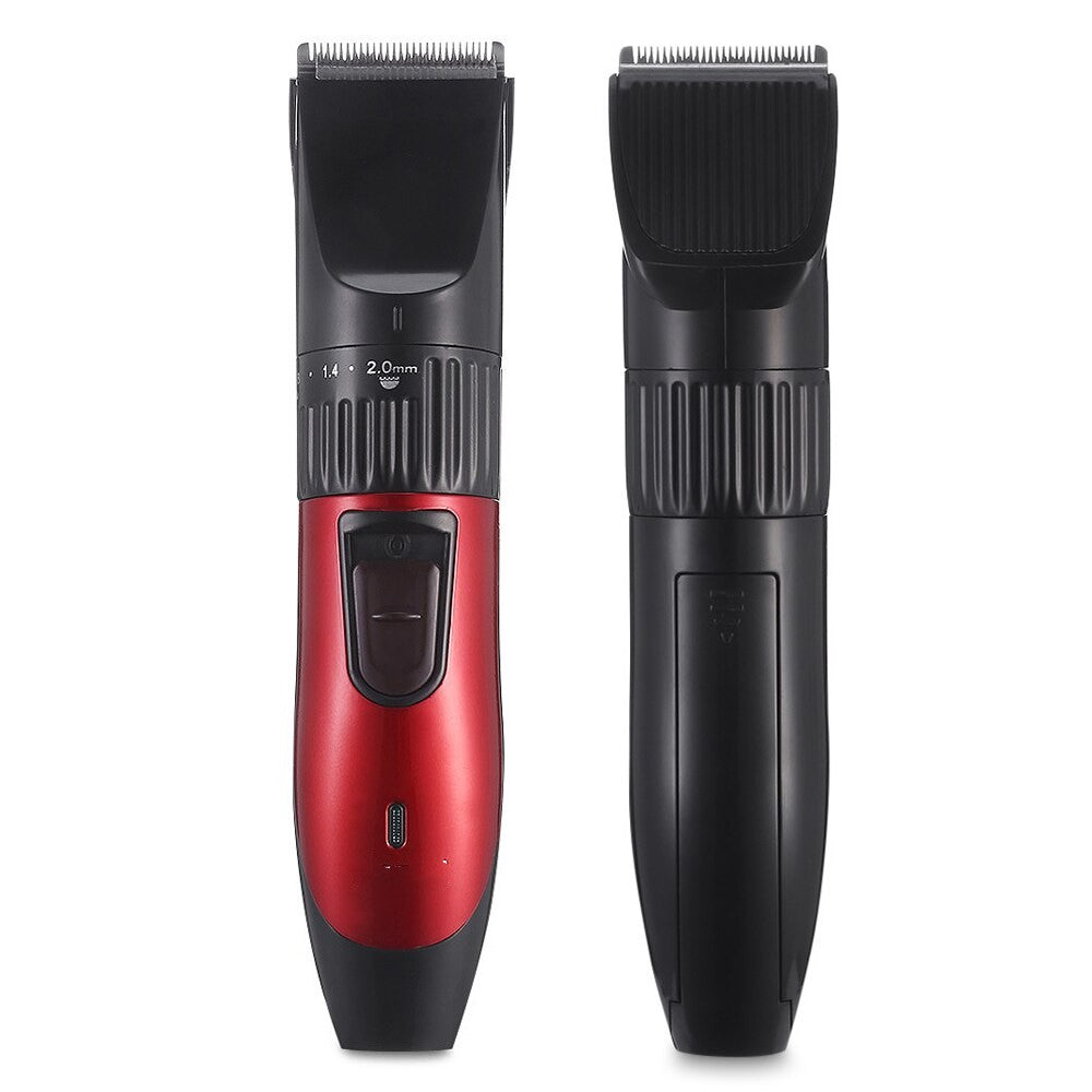 Cordless hair clippers for men with adjustable settings, designed for haircuts and beard trimming, featuring a sleek plastic cover.