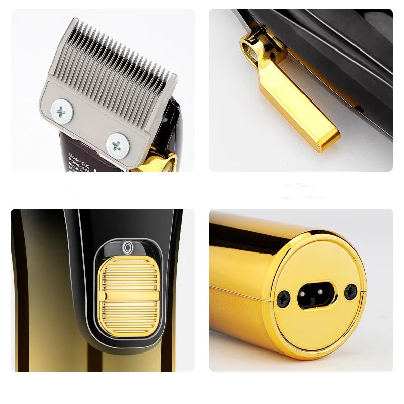 Men Professional Digital Display Hair Clipper Set with various attachments and ergonomic design for precise grooming.