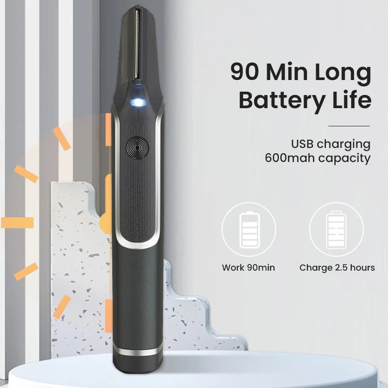 Multi-function Electric Hair Remover with telescopic handle and LED light, featuring limit combs for versatile grooming.