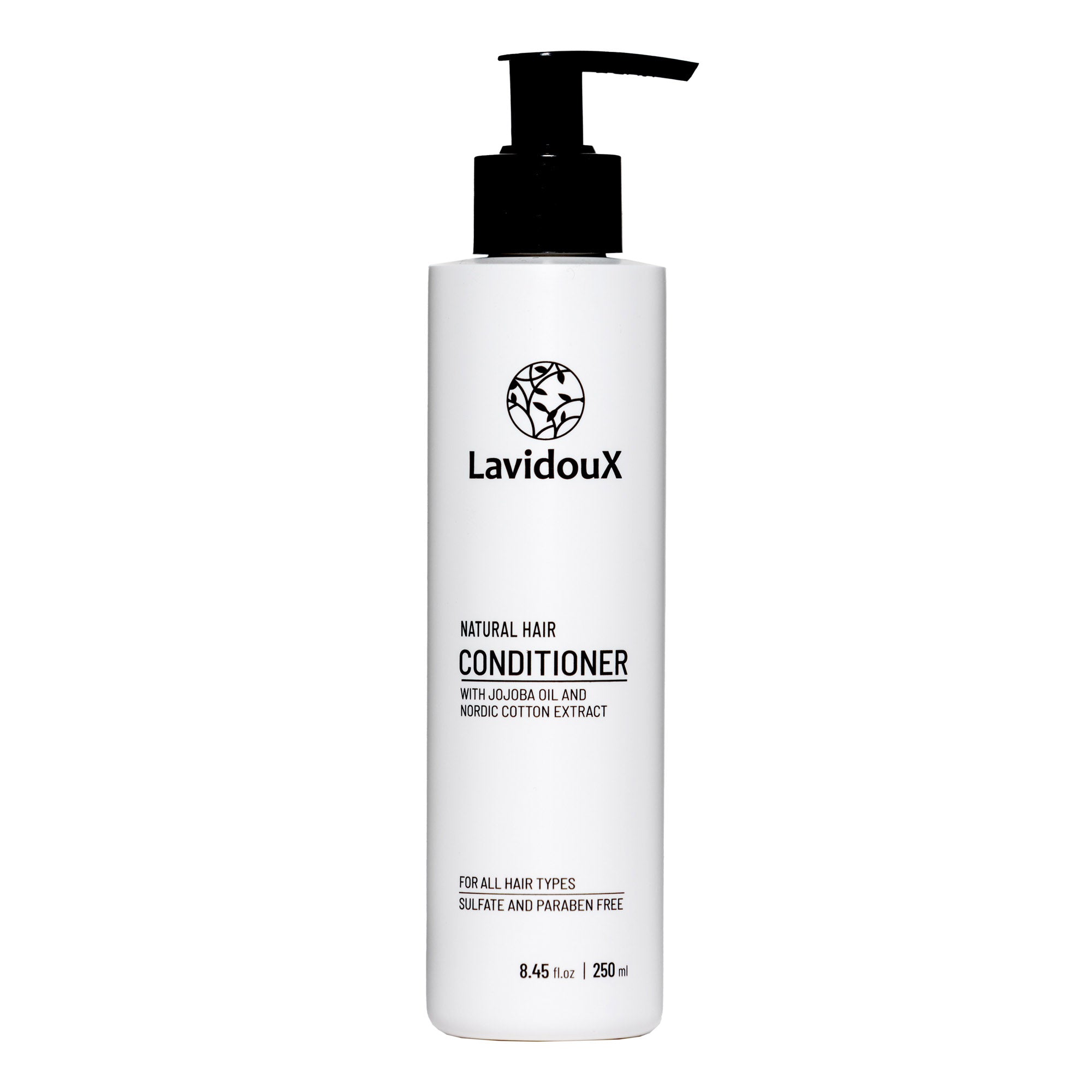 Nordic Cotton Conditioner bottle with natural ingredients, showcasing its gentle formula for all hair types.