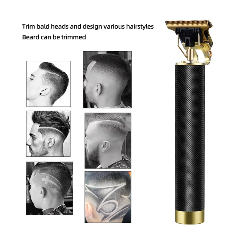 Portable Electric Hair Clippers T-blade for men's hair and beard trimming, featuring a stainless steel blade and ergonomic design.