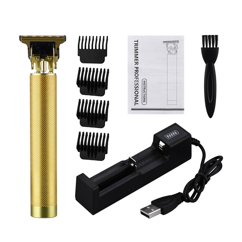 Portable Electric Hair Clippers T-blade for men's hair and beard trimming, featuring a stainless steel blade and ergonomic design.