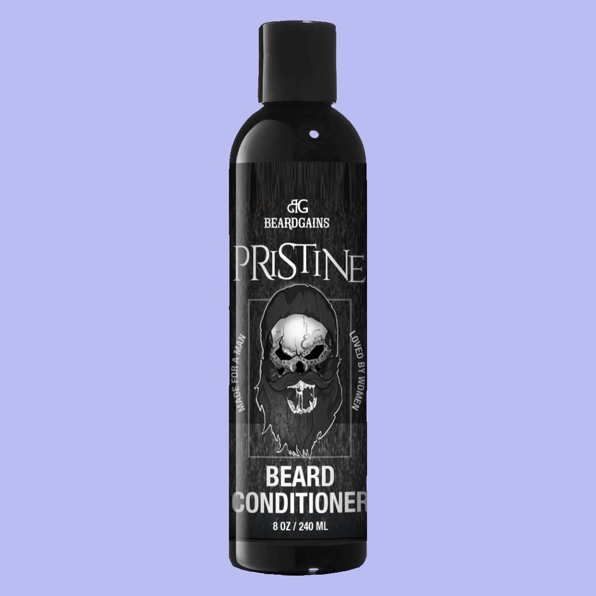 Pristine Beard Conditioner bottle with a clean and modern design, showcasing its natural ingredients and vegan formula.