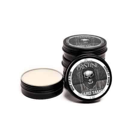 Pristine Beard Wax tin showcasing its clean and fresh design, perfect for styling and taming beards.