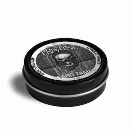 Pristine Beard Wax tin showcasing its clean and fresh design, perfect for styling and taming beards.