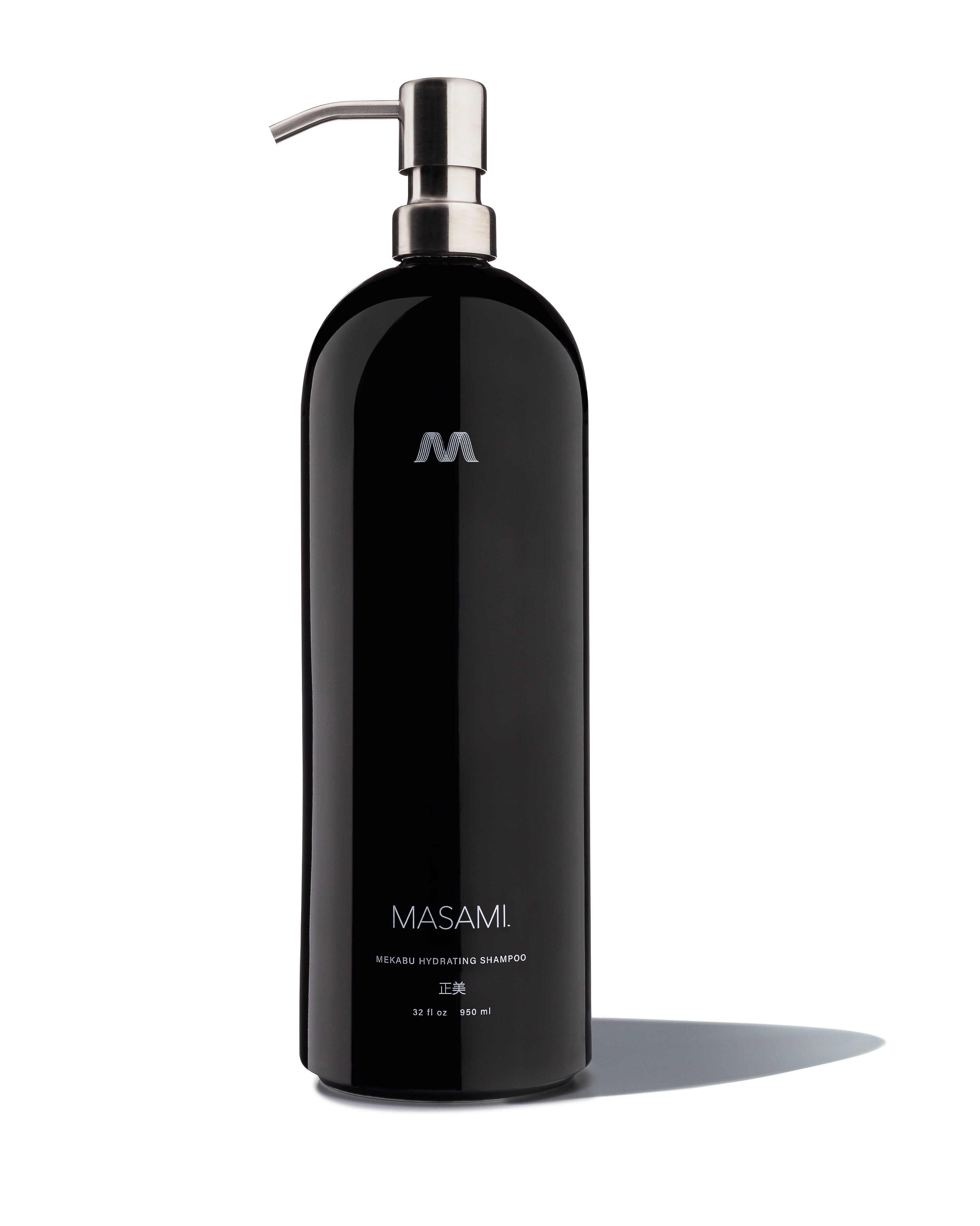 Pro-Ocean Refillable Shampoo Bottle in elegant ceramic design, filled with luxurious Mekabu Shampoo or Conditioner, promoting sustainability.